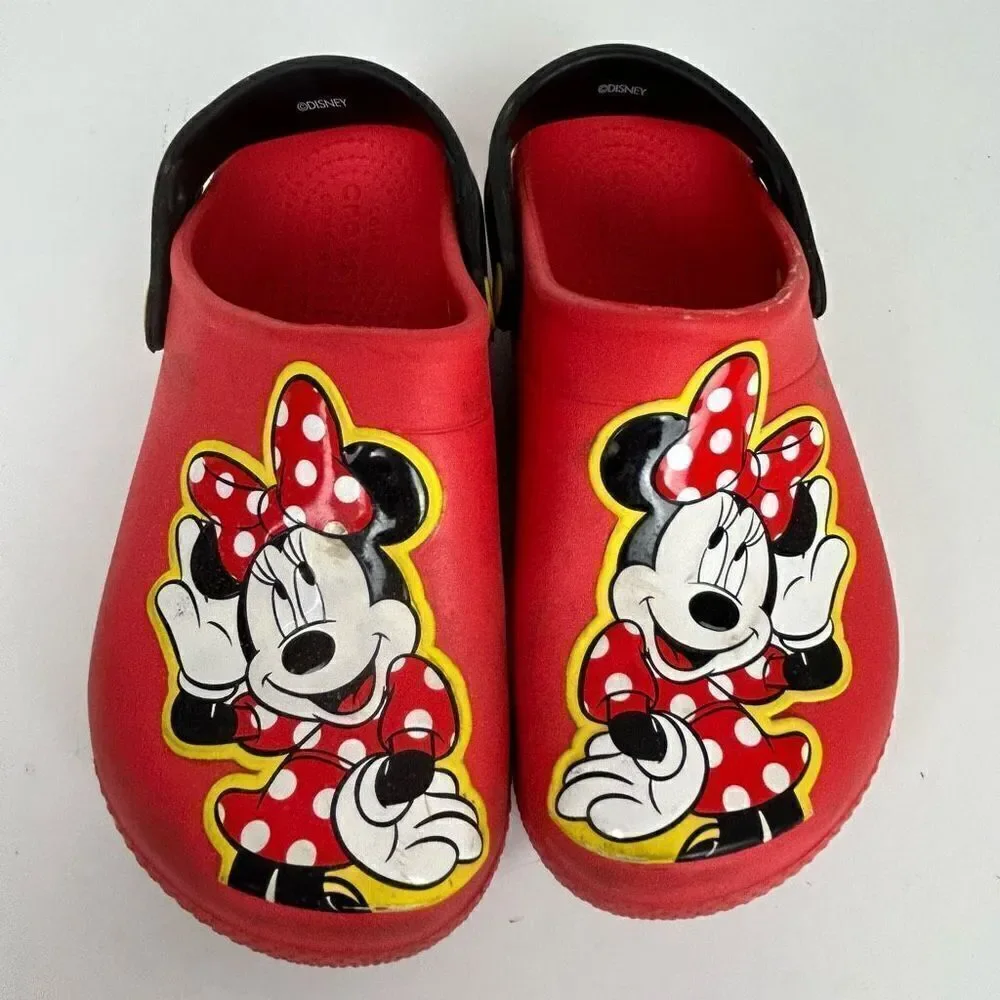 Crocs Minnie Mouse Disney girls red size 2 youth